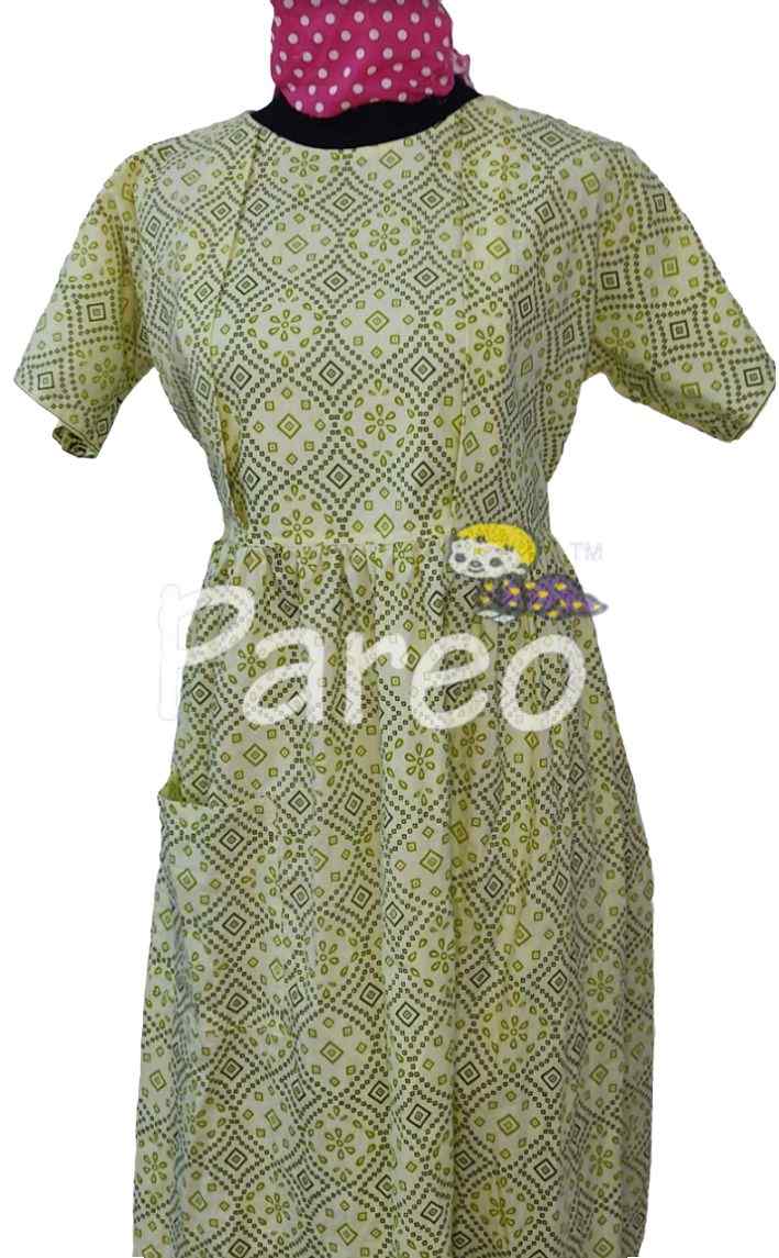 Cotton Pleated , Side zip, With Pockets, Tying String Small Printed Maternity Wear