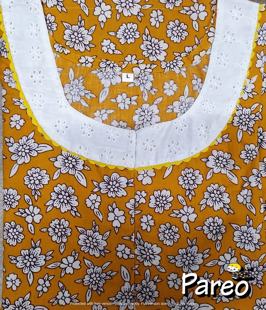 Cotton printed A-Line Nighty large size for women