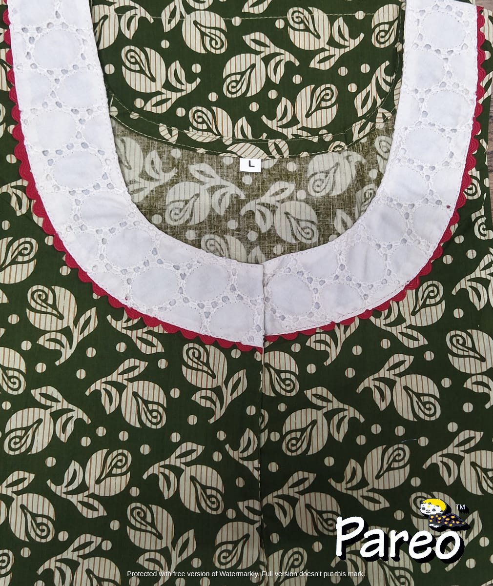 Cotton printed A-Line Nighty large size for women
