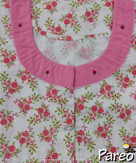 Cotton printed A-Line Nighty large size for women
