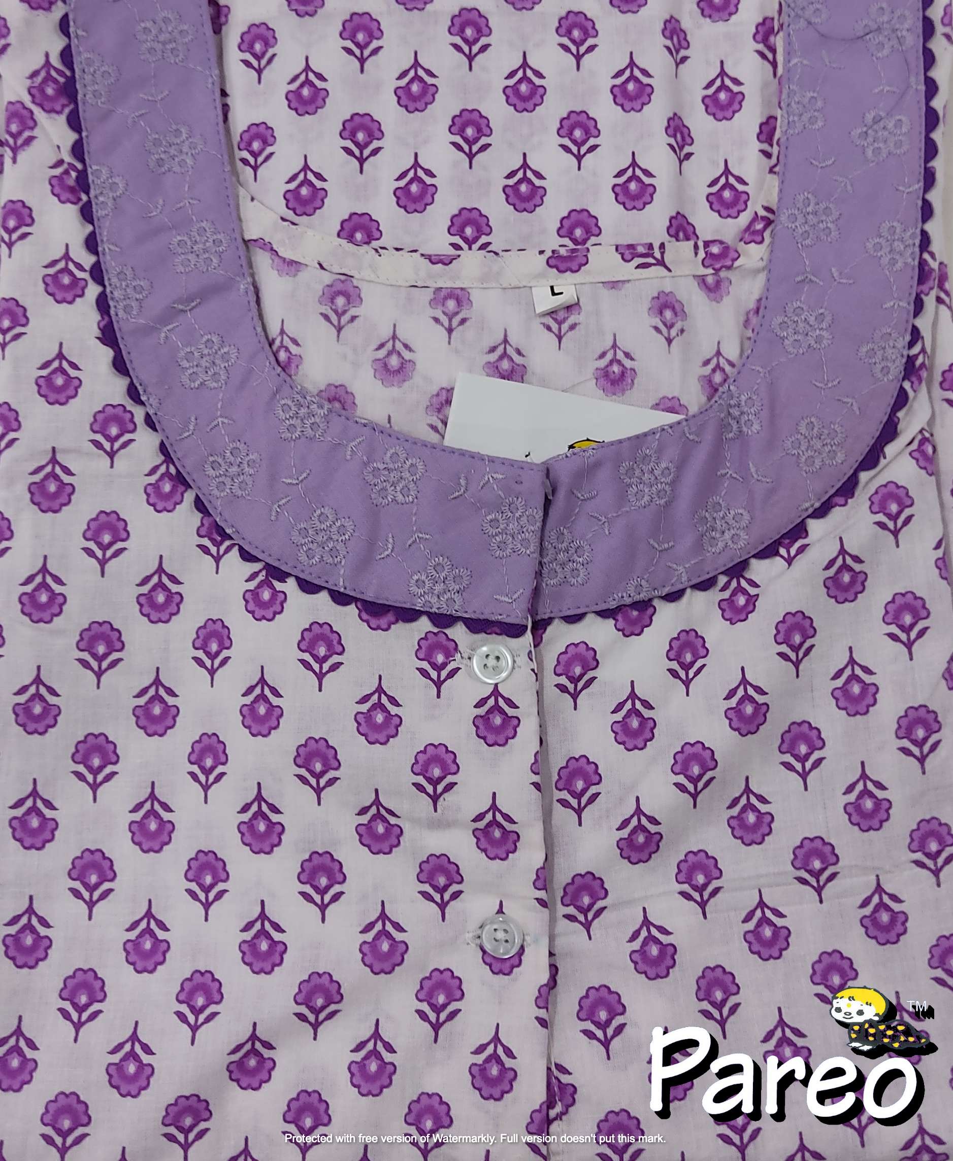 Cotton printed A-Line Nighty large size for women