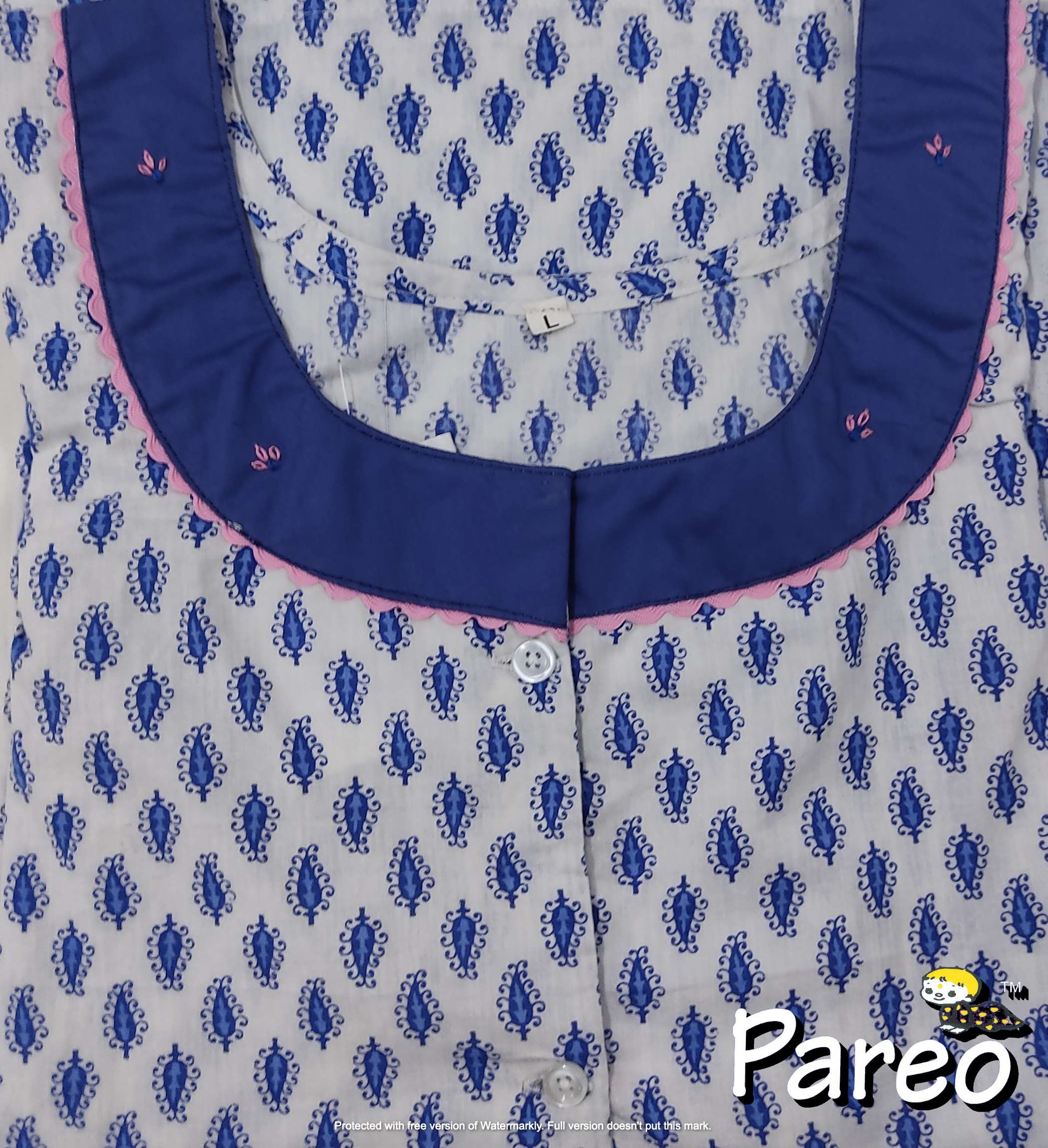 Cotton printed A-Line Nighty large size for women