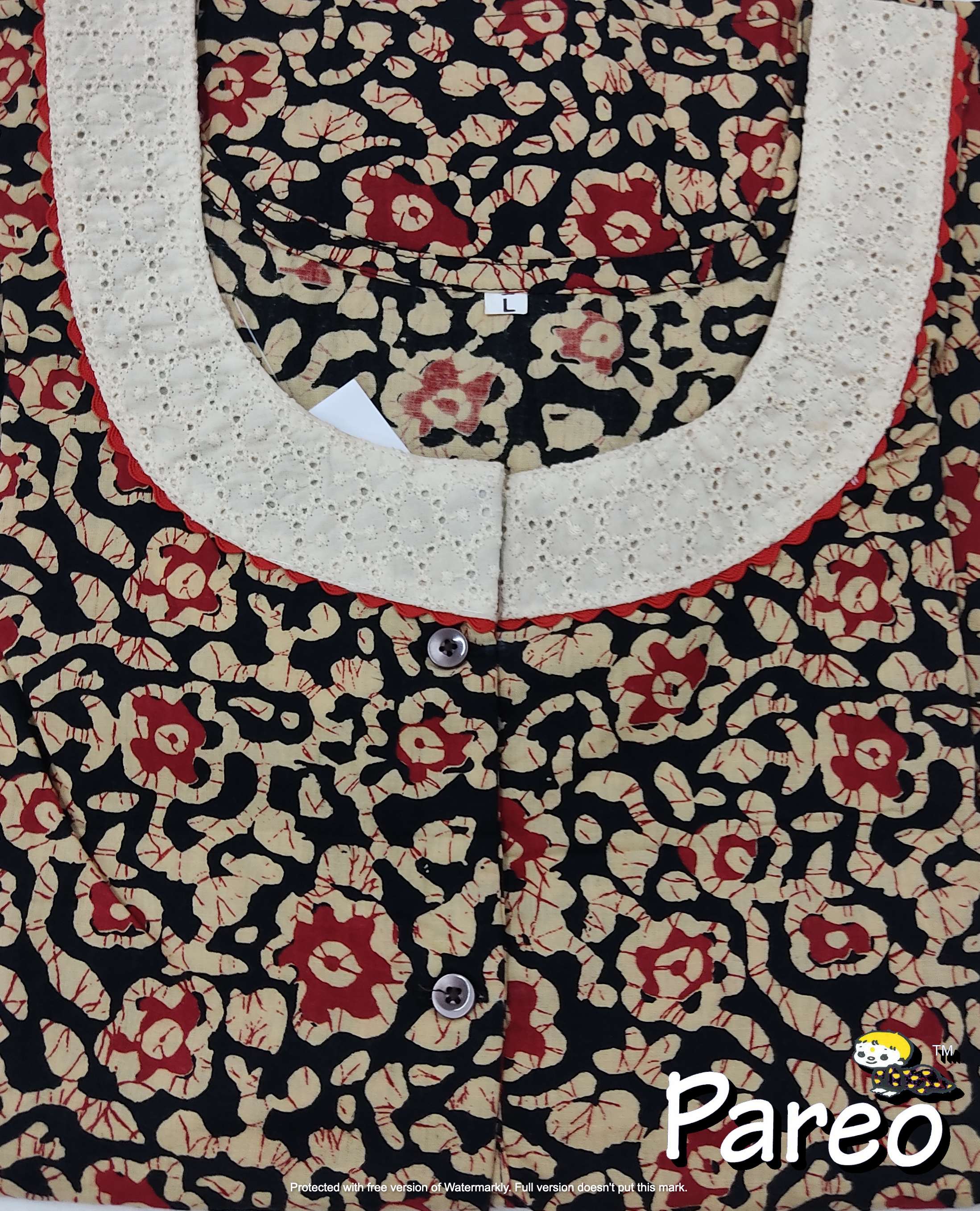 Cotton printed A-Line Nighty large size for women